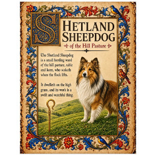 Postal Pastor de Shetland, Arte de Bestiario Medieval