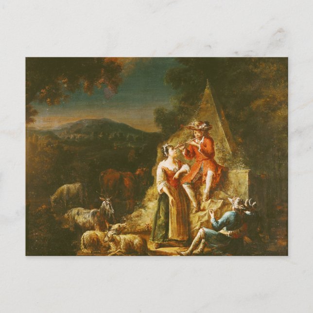 Postal Pastor jugando a flauta (Anverso)