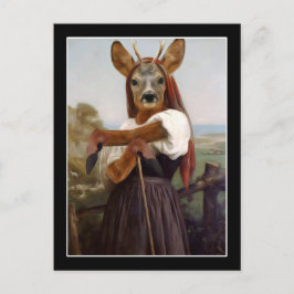 Postal Pastora de ciervos de Bouguereau