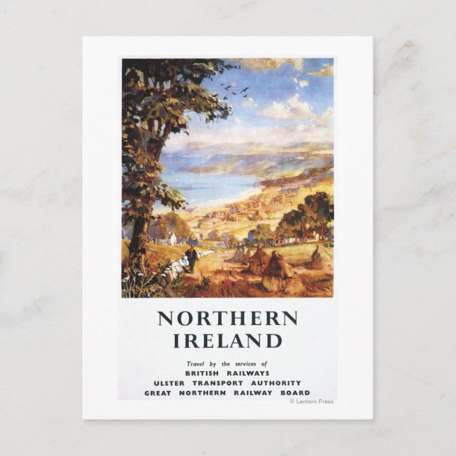 Postal Pastoral de escena Man y Dog British Railways (Anverso)