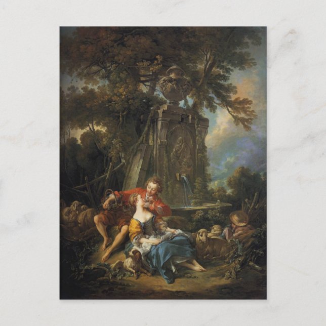 Postal Pastoral de otoño - François Boucher (Anverso)