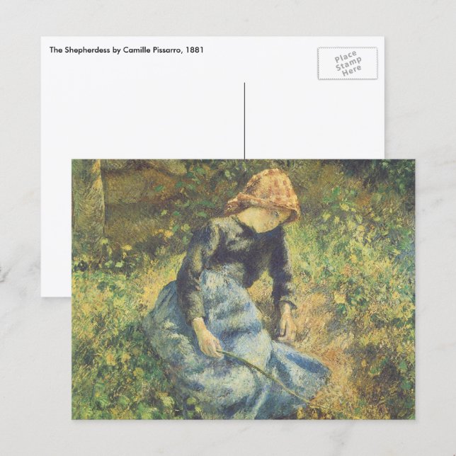 Postal Pastores de Camille Pissarro, Bella Artes de la ép (Anverso / Reverso)