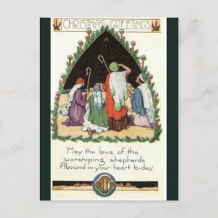 Postal Pastores de época observan en Navidades de Belén