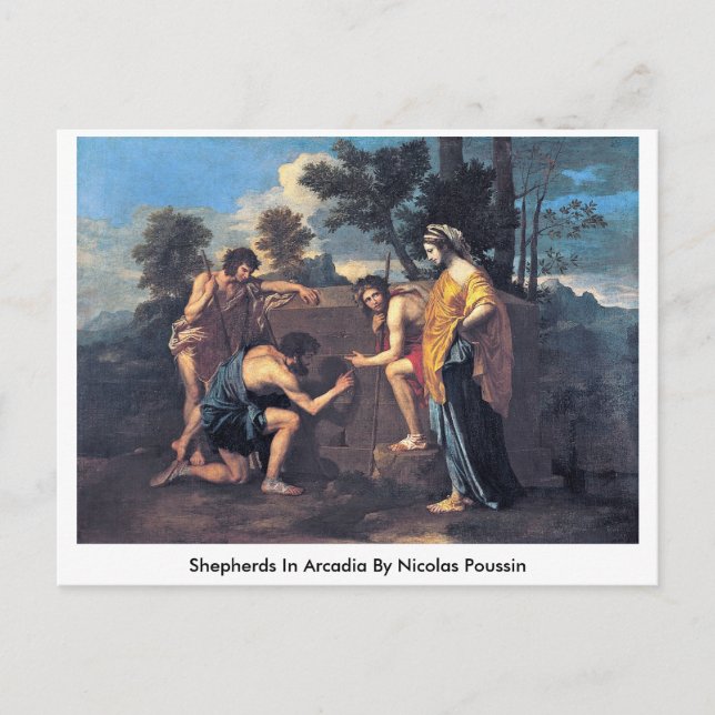Postal Pastores En Arcadia Por Nicolas Poussin (Anverso)
