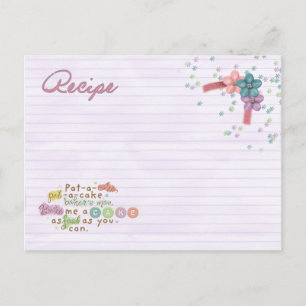 Postal pat una carta de recetas para pasteles