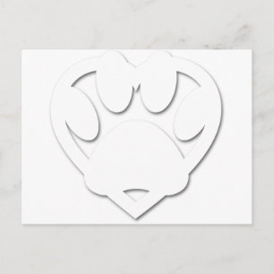 Postal Pata de perro cortada con papel y forma de corazón