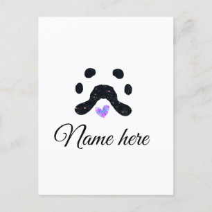Postal Pata de perro mascota negro añadir nombre texto fo