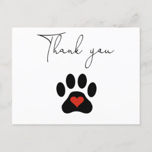 Postal Pata de perro personalizada Gracias 