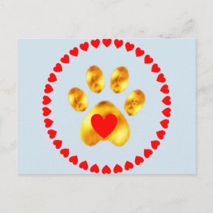 Postal pata dorada con corazones