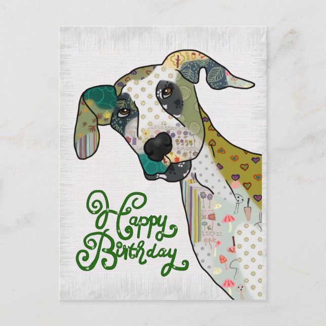 Postal Patchworkhund, Geburtstag (Anverso)