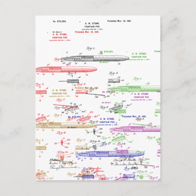 Postal Patente de pluma de la fuente (Anverso)