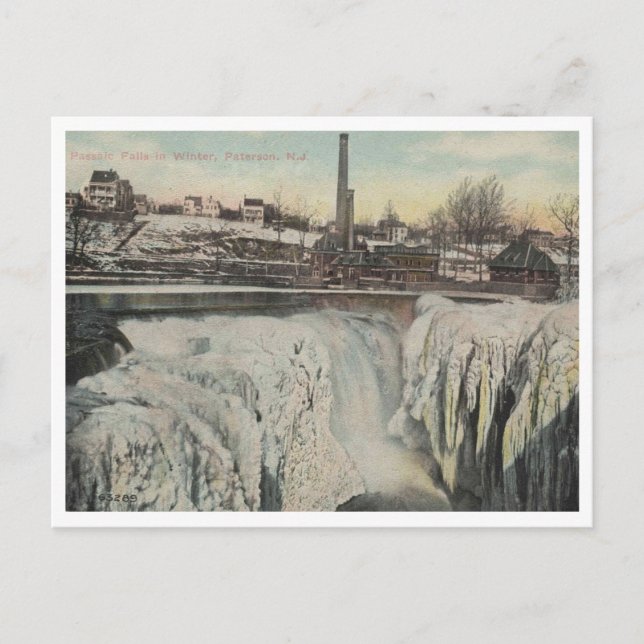 Postal Paterson NJ, cascada de pasatiempos en invierno de (Anverso)