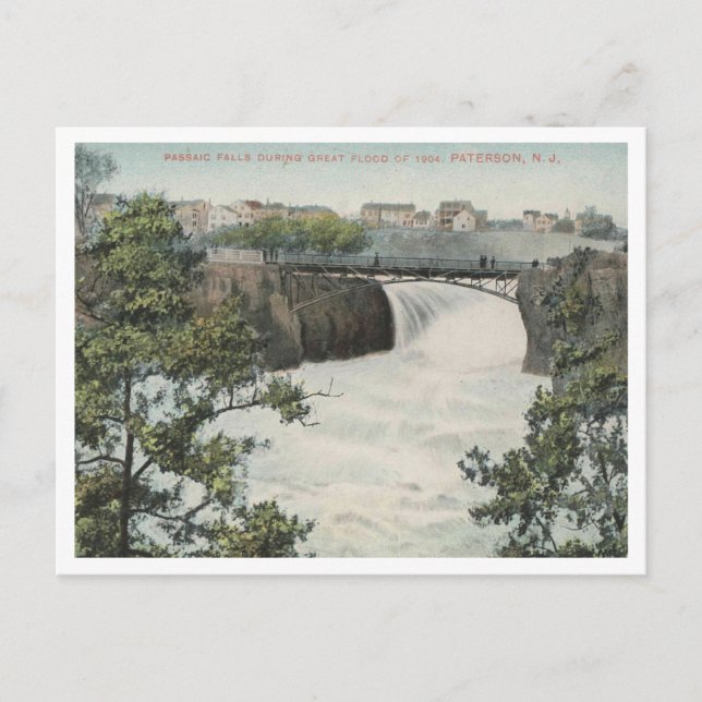 Postal Paterson NJ, Passaic Falls, Flood of 1904 Vintage (Anverso)