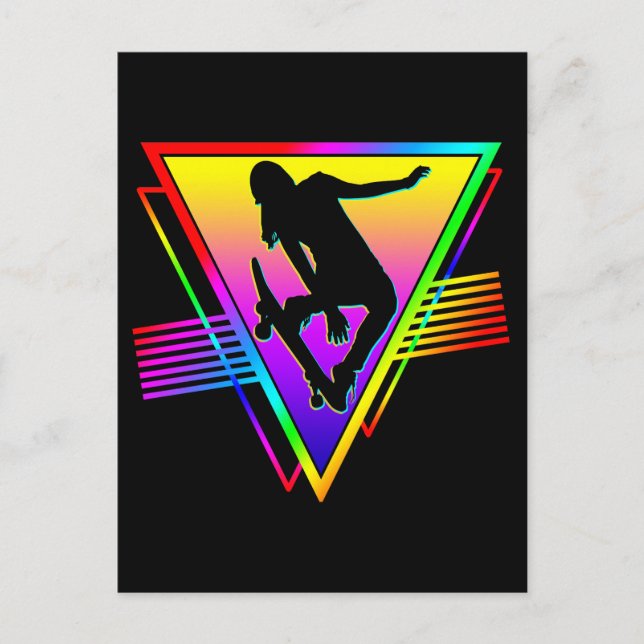Postal Patinador de Skateboarding Retro (Anverso)