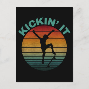 Postal Patinador de skateboarding vintage Kickin 'It