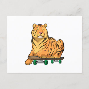 Postal Patinador de tigre skateboard