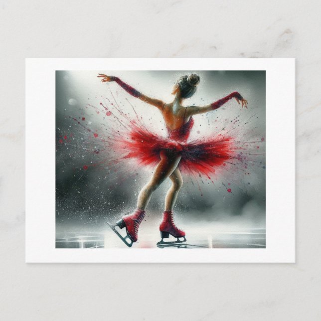 Postal Patinadora en Rojo,  (Anverso)