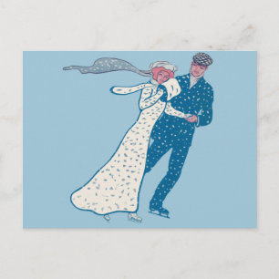 Postal Patinadores De Hielo Vintage