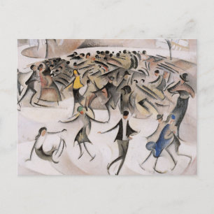 Postal Patinaje en el Bois de Boulogne por Alice Bailly