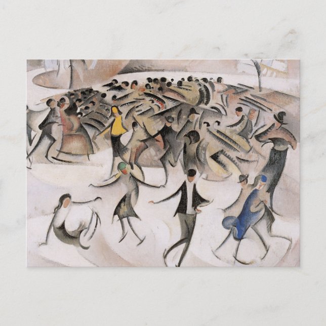 Postal Patinaje en el Bois de Boulogne por Alice Bailly (Anverso)