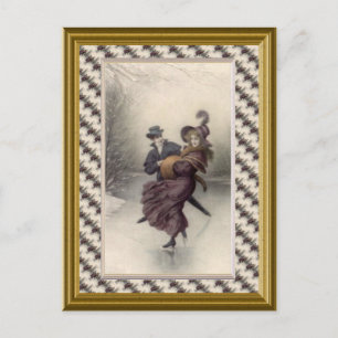 Postal Patinaje en pareja de Victoria