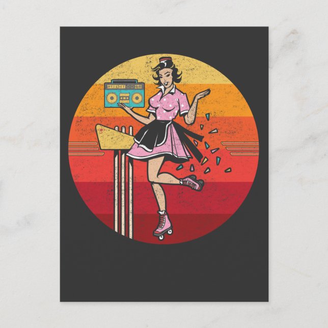 Postal Patinaje en patinaje sobre patinaje antiguo Radio  (Anverso)