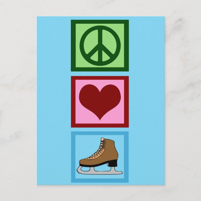 Postal Patinaje Hielo Peace Love (Anverso)
