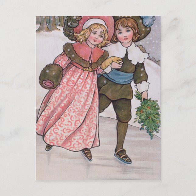 Postal Patinaje para chicas y niños (Anverso)