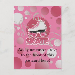 Postal Patinaje Patinado De Bóbulos Rosados