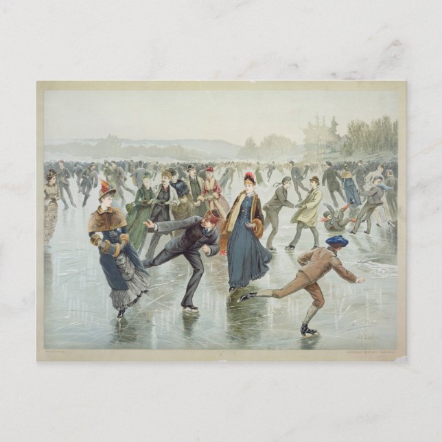 Postal Patinaje, publicado por L. Prang y Co. (Anverso)