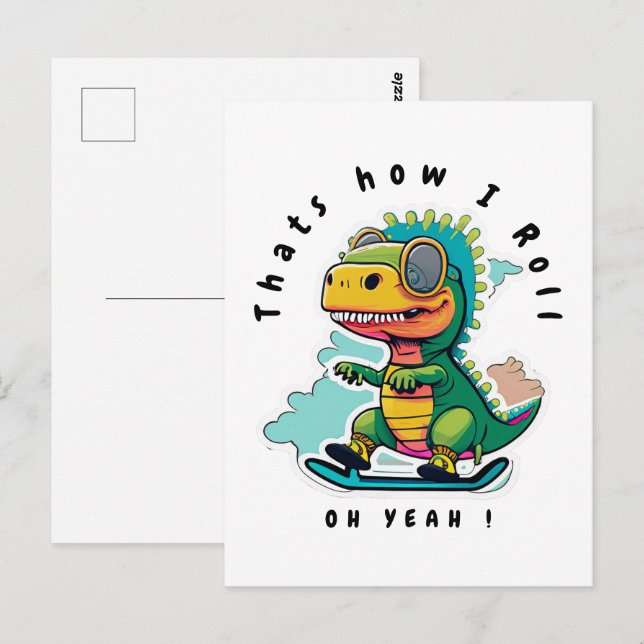 Postal Patinaje sobre Dinosaurios Bebés | Así es como hag (Anverso / Reverso)