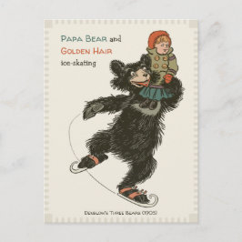 Postal Patinaje sobre el pelo dorado y el oso de papá (cu