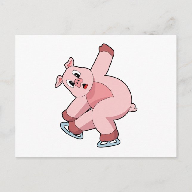 Postal Patinaje sobre hielo de cerdo Patines de hielo (Anverso)