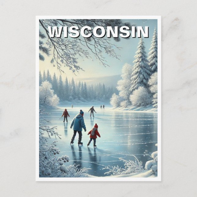 Postal Patinaje sobre hielo de Wisconsin (Anverso)