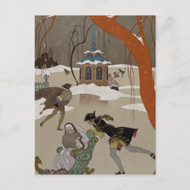 Postal Patinaje sobre hielo en el lago congelado (Anverso)