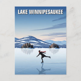 Postal Patinaje sobre hielo en el lago Winnipesaukee Trav