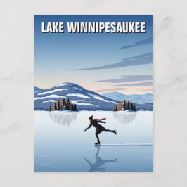 Postal Patinaje sobre hielo en el lago Winnipesaukee Trav