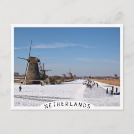 Postal Patinaje sobre hielo en los molinos de viento en i