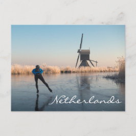 Postal Patinaje sobre hielo pasado el molino de viento y 
