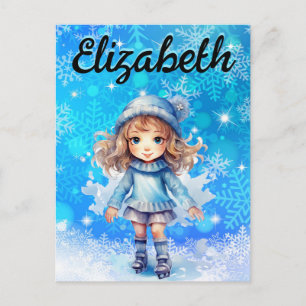 Postal Patines de hielo de invierno para niñas Patines de