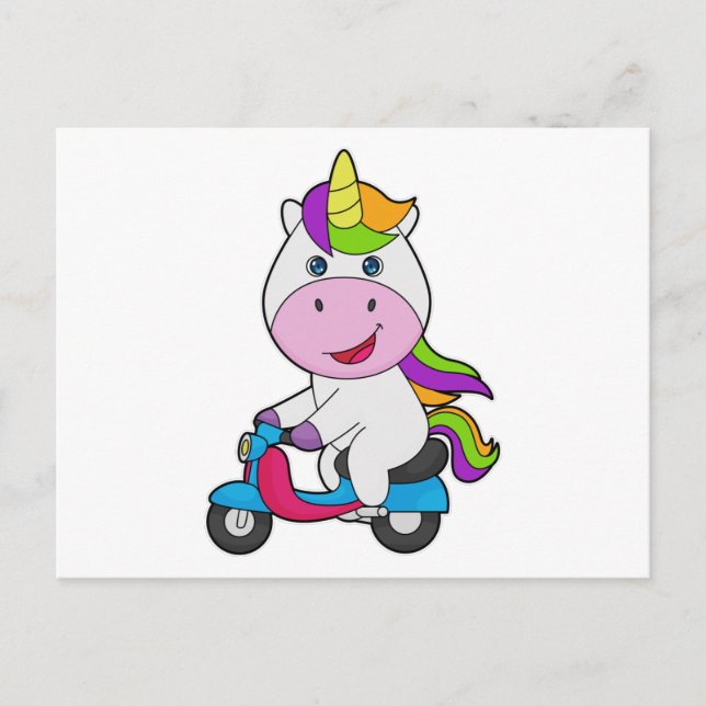 Postal Patinete Unicornio (Anverso)