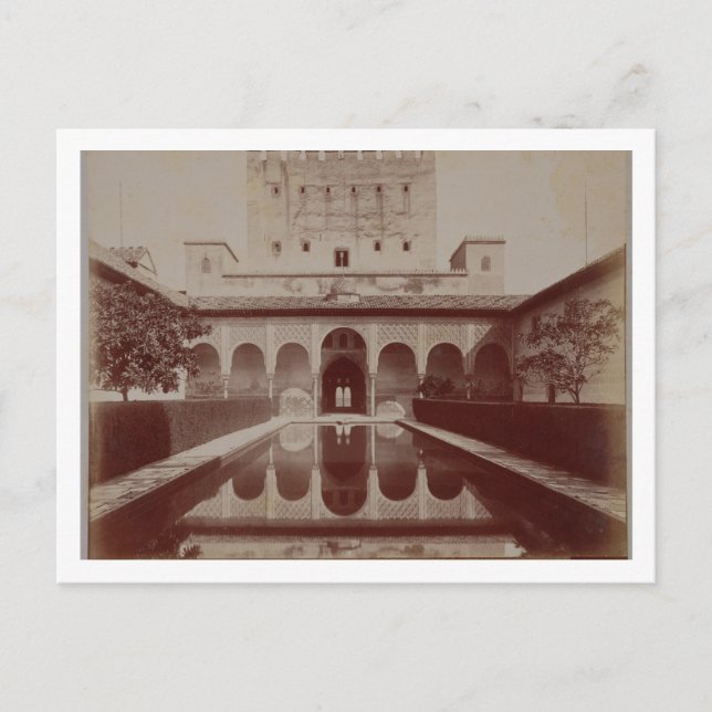 Postal Patio de los Arrayanes, Alhambra, c.1875-80 (sepia (Anverso)