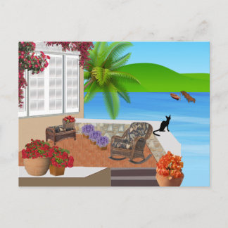 POSTAL PATIO DE PLAYA CAT NEGRO PATIO 002 FELIZ DE VACACI