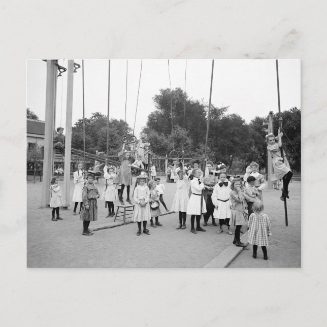 Postal Patio de recreo de niñas, 1905 (Anverso)