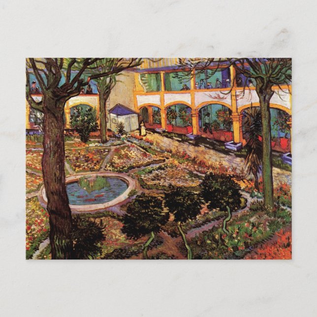 Postal Patio del hospital de Arles por Vincent van Gogh (Anverso)