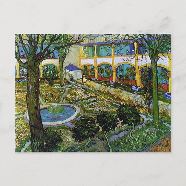 Postal Patio del Hospital de Arles, Vincent van Gogh (Anverso)