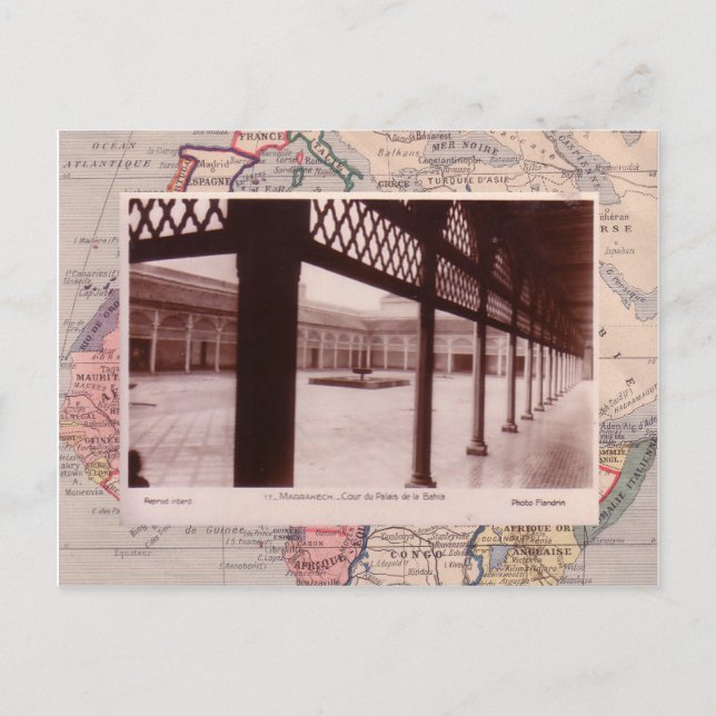 Postal Patio del palacio de Marrakech (Anverso)