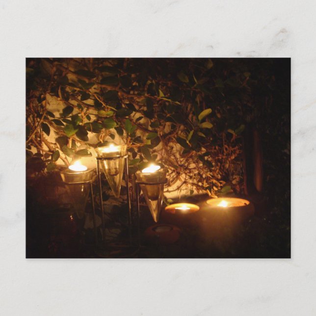 Postal Patio iluminado con velas (Anverso)