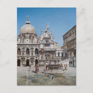 Postal Patio vintage del Palacio del Doge, Venecia