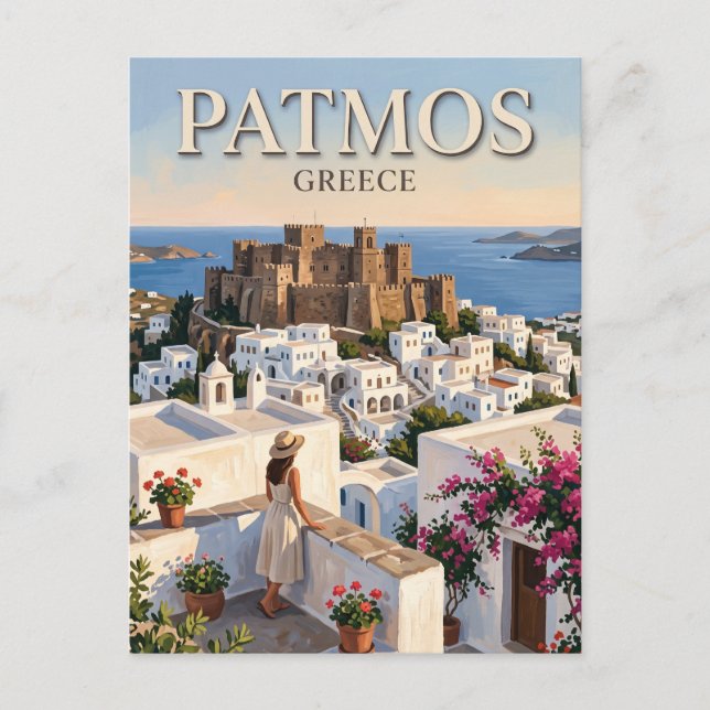 Postal Patmos Chora Grecia (Anverso)